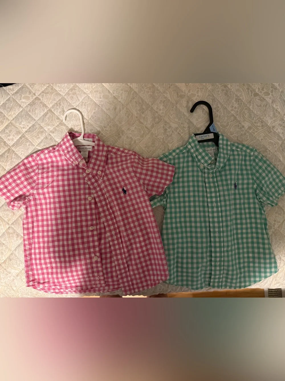 Ralph Lauren Pink Gingham Button-Down Shirt with Polo Logo